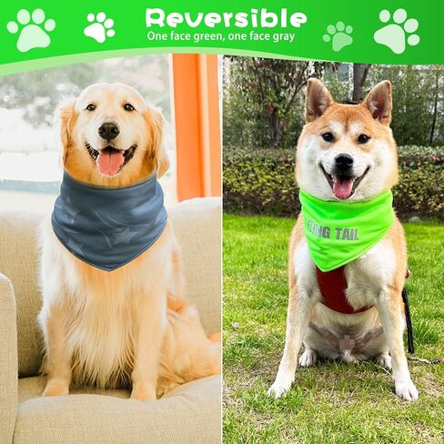 Reversible Dog Cooling Bandanas - 2PCS Reflective Summer Pet Bandana with Snap Closure, Adjustable Water-Activated Cooling Scarf for Dogs, Fits Up to 60cm Neck, Green and Camouflage in Saudi Arabia