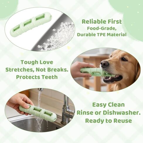 Bite and Brush Dental Toy for Dogs, Interactive Chew Station with Bristle Texture, Plaque Removal and Gum Massage Solution, Food-Grade TPE Material for Aggressive Chewers in Kuwait
