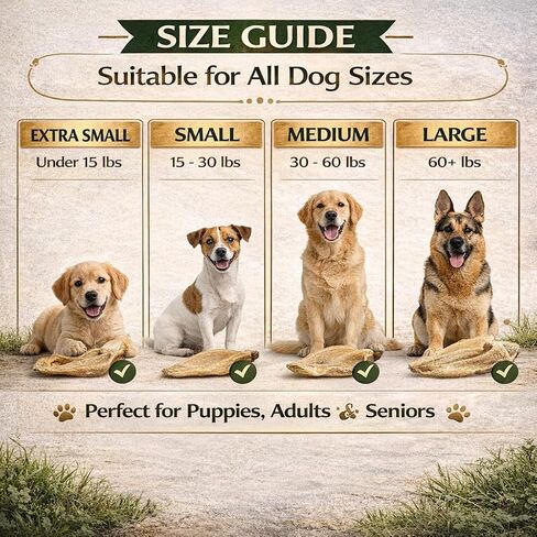 Pure Natural Grass Fed Water Buffalo Ear - 12 piece Value Pack Tough Dog Chew and Treat for Aggressive Chewers and Puppies in Kuwait
