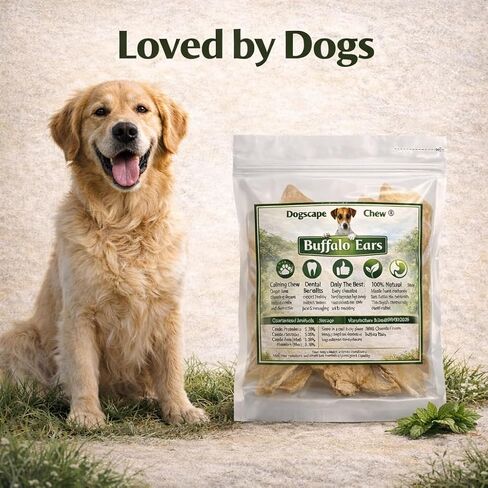 Pure Natural Grass Fed Water Buffalo Ear - 12 piece Value Pack Tough Dog Chew and Treat for Aggressive Chewers and Puppies in Kuwait