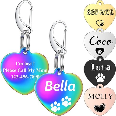 Dog Tags Engraved for Pets Personalized - GISUERY Pet ID Tag with 48 Icon Options - Stainless Steel and Double-Sided Engraving - Dog Tag Engraved for Pets with 1 Lobster Clip (Bone with Paw) in Kuwait