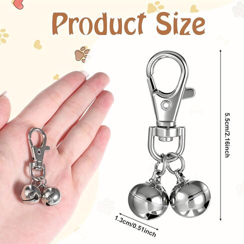 Jeffdad 5 Pcs Mini Dog Collar Bells, Loud Secure Dog Pendant Bells Dogs Training Collar Charm Silver Pet Pendant Accessories for Dogs and Cats in Kuwait