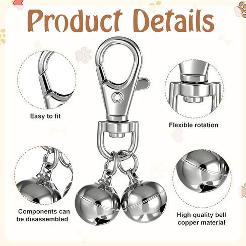 Jeffdad 5 Pcs Mini Dog Collar Bells, Loud Secure Dog Pendant Bells Dogs Training Collar Charm Silver Pet Pendant Accessories for Dogs and Cats in Kuwait