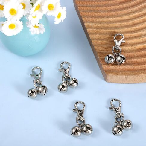 Jeffdad 5 Pcs Mini Dog Collar Bells, Loud Secure Dog Pendant Bells Dogs Training Collar Charm Silver Pet Pendant Accessories for Dogs and Cats in Kuwait