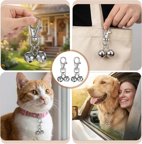 Jeffdad 5 Pcs Mini Dog Collar Bells, Loud Secure Dog Pendant Bells Dogs Training Collar Charm Silver Pet Pendant Accessories for Dogs and Cats in Kuwait