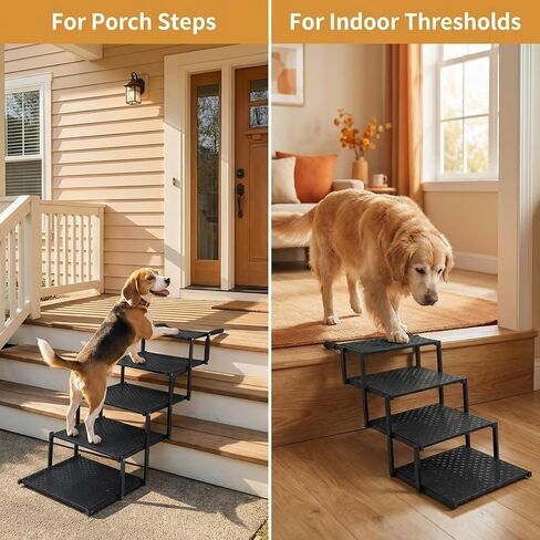 Dog Steps for Car Truck SUV,Travel Portable Foldable 5-Steps Non-Slip Dog Car Stairs,Stairs for Pet to Get in Car-Supports Up to 200 Lbs in Kuwait