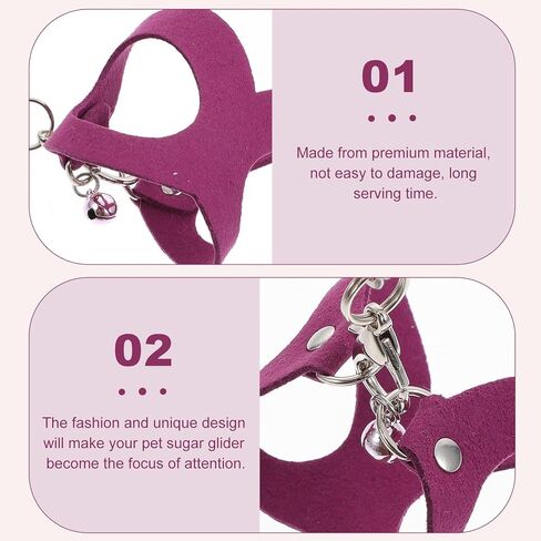 Adjustable Sugar Glider Harness Leash with Bell, Purple Small Pet Traction Rope for Outdoor Walking and Training Style in Kuwait