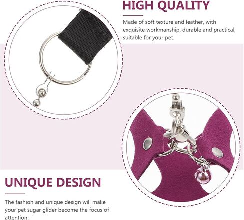 Adjustable Sugar Glider Harness Leash with Bell, Purple Small Pet Traction Rope for Outdoor Walking and Training Style in Kuwait