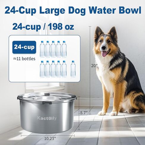 kactoily 1.47 Gal Stainless Steel Dog Water Bowl, 24 Cups Large No Spill Dog Bowl with Floating Disk, Splash Proof Slow Water Drinking for Messy Drinkers in Saudi Arabia