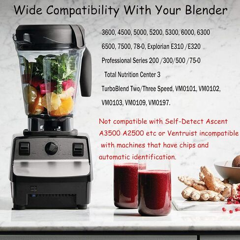 إبريق خلاط منخفض الحجم 64oz، كوب حاوية الخلاط، متوافق مع Vit 780 75-0 75-00 5000 5200 Vm0102 Vm0103 Vm0197 E310 Pro/Commercial/Classic Series، ضمان 10 سنوات in Kuwait