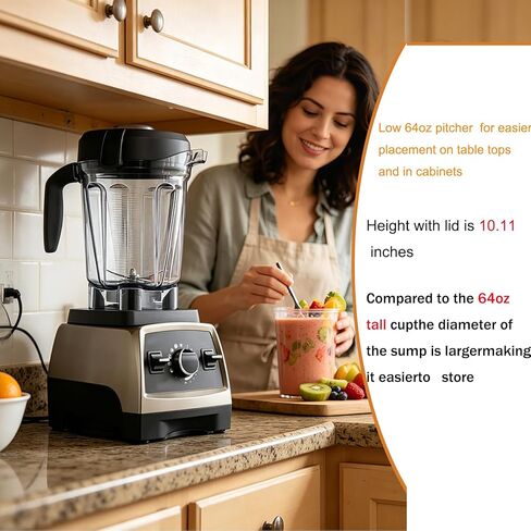 إبريق خلاط منخفض الحجم 64oz، كوب حاوية الخلاط، متوافق مع Vit 780 75-0 75-00 5000 5200 Vm0102 Vm0103 Vm0197 E310 Pro/Commercial/Classic Series، ضمان 10 سنوات in Kuwait