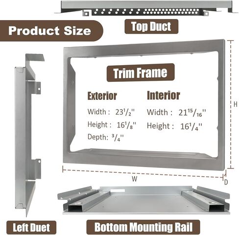 NN-TK81KCS 24 inch Stainless Steel Microwave Trim Kit for Panasonic NN-CD87KS 1.2 cu ft HomeCHEF 4-in-1 Multi Oven, Built-in Design Enhances Kitchen Aesthetics in Kuwait