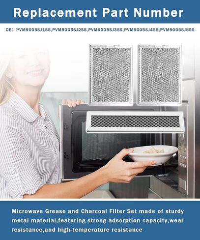 PVM9005SJ1SS Microwave Grease&Charcoal Filter Set Fits for GE microwaves,Replaces PVM9005SJ2SS,PVM9005SJ3SS,PVM9005SJ4SS,PVM9005SJ5SS,and More in Kuwait
