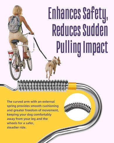 Hands-Free Bike Attachment for Dogs, Bicycle Running Leash with Shock Absorbing Spring, Safe Riding Accessory for Medium & Large Pets, Easy Install Cycling Companion, Silver in Kuwait