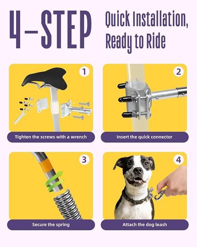 Hands-Free Bike Attachment for Dogs, Bicycle Running Leash with Shock Absorbing Spring, Safe Riding Accessory for Medium & Large Pets, Easy Install Cycling Companion, Silver in Kuwait