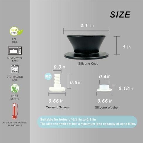 Glass Microwave Splatter Cover Knob Set,Silicone Knobs with Ceramic Screws,100% Food Safe,BPA Free,Replacement for FANQIEW Glass Splatter Cover Silicone Knobs,Dishwasher Safe,Black in Kuwait