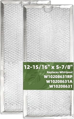 2 - Pack 12 15/16" x 5 7/8" Grease Filters for Multiple Microwaves, Compatible With Whirlpool W10208631A Microwave Filter - Aluminum Mesh Screen Grease Filters in Kuwait