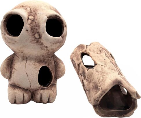 M2cbridge Aquarium Ceramic Cave Rock for Betta Shrimp Cichlid Fish Hideout Decor (Coral Cave + Mountain) in Kuwait