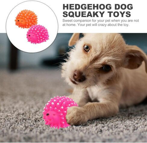 FRCOLOR Squeaky Latex Hedgehog Dog Toy 2Pcs Chew Toys for Puppies Interactive Dental Supplies in Kuwait