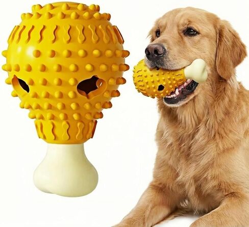 Fried-Chicken-Leg-Shaped Design Squeaky Treat Dispenser, Dog Chew Toys for Aggressive Chewers, TPR Durable Interactive Enrichment Puzzle Toy for Large Medium Small Breed Dogs in Kuwait