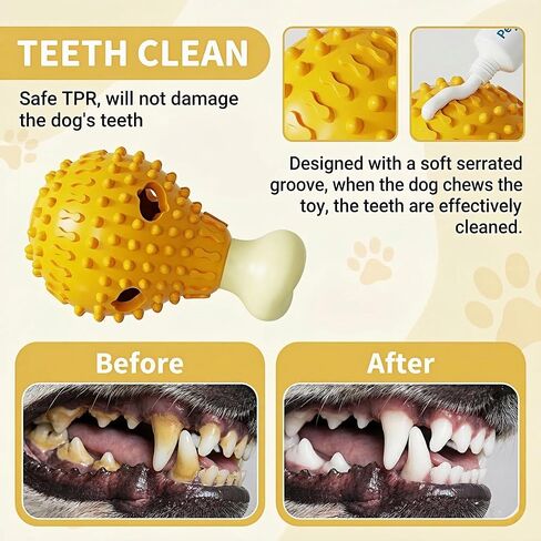 Fried-Chicken-Leg-Shaped Design Squeaky Treat Dispenser, Dog Chew Toys for Aggressive Chewers, TPR Durable Interactive Enrichment Puzzle Toy for Large Medium Small Breed Dogs in Kuwait
