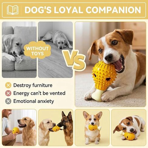 Fried-Chicken-Leg-Shaped Design Squeaky Treat Dispenser, Dog Chew Toys for Aggressive Chewers, TPR Durable Interactive Enrichment Puzzle Toy for Large Medium Small Breed Dogs in Kuwait