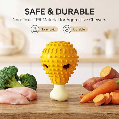 Fried-Chicken-Leg-Shaped Design Squeaky Treat Dispenser, Dog Chew Toys for Aggressive Chewers, TPR Durable Interactive Enrichment Puzzle Toy for Large Medium Small Breed Dogs in Kuwait