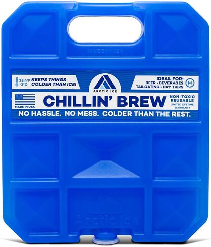 Arctic Ice Chillin' Brew Series Long Lasting Reusable Ice Pack - Freezes at 28° Fahrenheit - Designed to Keep Beverages Colder Than Ice in Kuwait