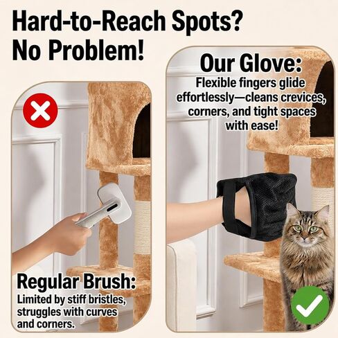 PAWZZ Shed Happens Pet Hair Removal Glove for Dogs & Cats, Great for Deshedding & Removing Fur from Couch, Carpet, Car Seats & Clothing, with Bonus Lint Roller in Kuwait