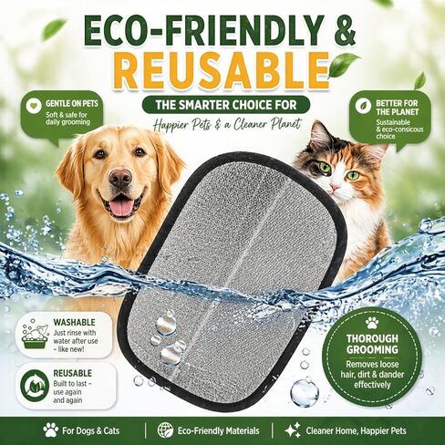 PAWZZ Shed Happens Pet Hair Removal Glove for Dogs & Cats, Great for Deshedding & Removing Fur from Couch, Carpet, Car Seats & Clothing, with Bonus Lint Roller in Kuwait
