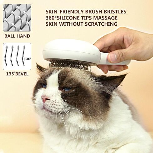 Cat Dog Brush For Shedding,Skin Friendly Self Cleaning Shedding Grooming Brush,Deshedding and Hair Removal for Long and Short Haired Pets,Massage Removes Loose Fur in Kuwait