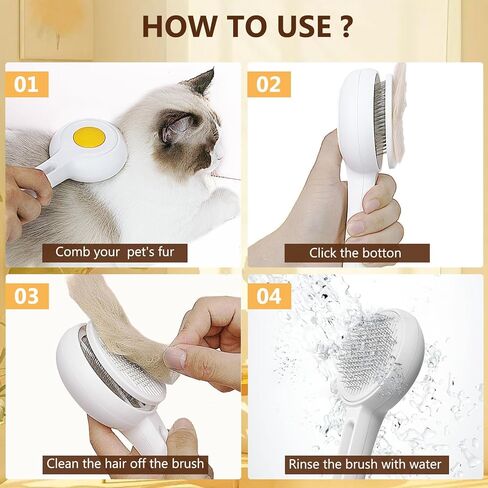 Cat Dog Brush For Shedding,Skin Friendly Self Cleaning Shedding Grooming Brush,Deshedding and Hair Removal for Long and Short Haired Pets,Massage Removes Loose Fur in Kuwait