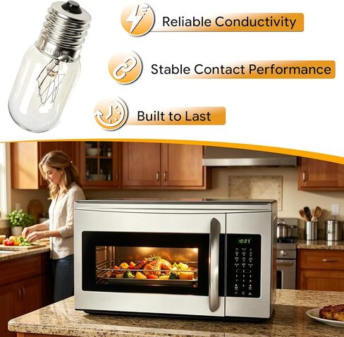 2 قطعة لمبة ضوء الميكروويف E17 T7 25W 110-130V لمبة الأجهزة ذات الجهد العريض المتوافقة مع أفران الميكروويف فريجيدير استبدال #: 5304440031 3B70067E in Kuwait