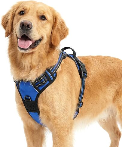 Funfox No Pull Dog Harness, Adjustable Pet Vest with Control Handle & Front Clip, Reflective Design for Small Medium Large XL Dogs, Black M in Kuwait