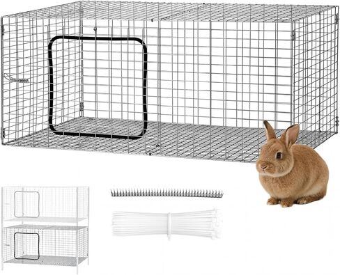 1 Pack Extra Large Metal Stackable Rabbit Cage 36"x 30"x16" Bunny Breeding Cage Nesting Box with Strips and Clips Grid Mesh Wire Rust Resistant Galvanized Easy to Assemble Rabbit Hutch in Kuwait