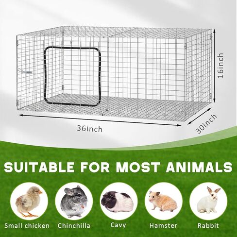 1 Pack Extra Large Metal Stackable Rabbit Cage 36"x 30"x16" Bunny Breeding Cage Nesting Box with Strips and Clips Grid Mesh Wire Rust Resistant Galvanized Easy to Assemble Rabbit Hutch in Kuwait
