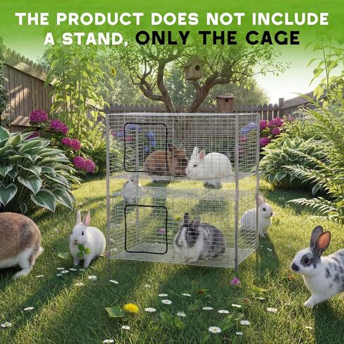 1 Pack Extra Large Metal Stackable Rabbit Cage 36"x 30"x16" Bunny Breeding Cage Nesting Box with Strips and Clips Grid Mesh Wire Rust Resistant Galvanized Easy to Assemble Rabbit Hutch in Kuwait
