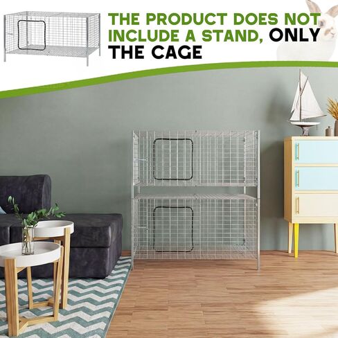 1 Pack Extra Large Metal Stackable Rabbit Cage 36"x 30"x16" Bunny Breeding Cage Nesting Box with Strips and Clips Grid Mesh Wire Rust Resistant Galvanized Easy to Assemble Rabbit Hutch in Kuwait