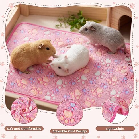 8 Pcs Guinea Pig Bedding Cage Liners Washable Fleece Pads Reusable Small Animal Blankets Pet Pee Pad Soft Flannel for Guinea Pig, Rabbit, Ferret, Hamster, Puppy, Cats(24 x 16 inches) in Kuwait
