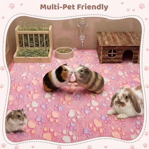 8 Pcs Guinea Pig Bedding Cage Liners Washable Fleece Pads Reusable Small Animal Blankets Pet Pee Pad Soft Flannel for Guinea Pig, Rabbit, Ferret, Hamster, Puppy, Cats(24 x 16 inches) in Kuwait