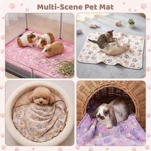 8 Pcs Guinea Pig Bedding Cage Liners Washable Fleece Pads Reusable Small Animal Blankets Pet Pee Pad Soft Flannel for Guinea Pig, Rabbit, Ferret, Hamster, Puppy, Cats(24 x 16 inches) in Kuwait