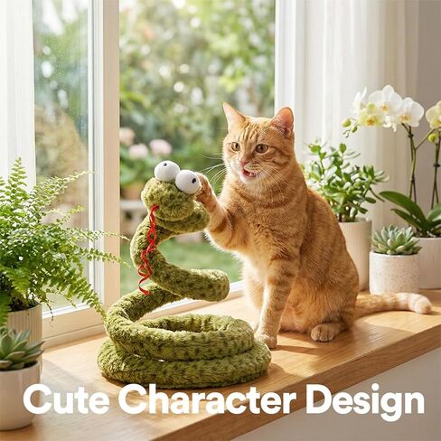 ZEZE Forest Snake Spring Interactive Cat Toy with Scratch Base, Bouncy Spiral Plush Teaser with Crinkle Sound & Ribbon, Self-Play Boredom Relief for Indoor Cats in Kuwait