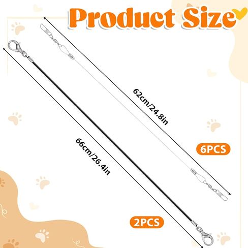 5Pcs Replacement Strings for Cat Wand Toy 24.8 & 26.4inch Flexible Steel Wire Cats Toy String Durable Nylon Strings with Universal Clasps for All Lures, Cat Stick in Kuwait