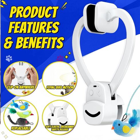 CATPICK Interactive Cat Toys for Indoor Cats Automatic Electric Flying Bird Feather Mouse Toy - Best Kitten & Adult Cat Enrichment Mouse cat Toy Hanging Electric Kitty Toys for Bored Cats in Kuwait
