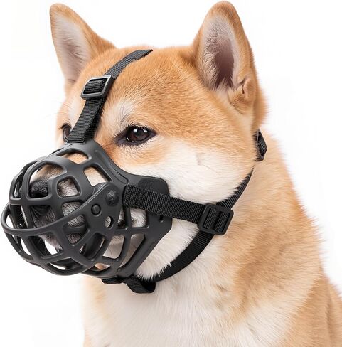 Dog Muzzle: Basket Silicone Dog Muzzles - Prevent Biting, Chewing and Scavenging - Allow Drinking - Adjustable Muzzles Medium Large Sized Dogs - Soft, Lightweight, Breathable (L, Black) in Kuwait