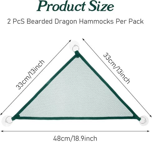 2Pcs Reptile Hammock - Breathable Mesh Bearded Dragon Hammock Lizard Tank Accessories Triangle Geckos Hammocks for Bearded Dragons Snakes Axolotls(Green) in Kuwait