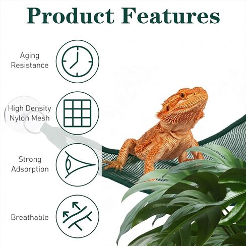 2Pcs Reptile Hammock - Breathable Mesh Bearded Dragon Hammock Lizard Tank Accessories Triangle Geckos Hammocks for Bearded Dragons Snakes Axolotls(Green) in Kuwait