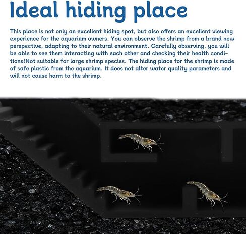 Aquarium Underground Tunnel, Fish & Shrimp Hideout, Fish Tank Decor Decoration Hideout Aquarium Shrimps Breeding Cave Perfect for Small Shrimp, Cherry Shrimp, Dwarf Shrimp (Color:Black) in Kuwait