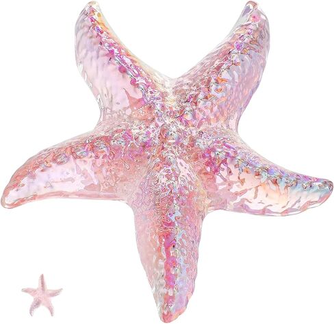 AnRui 2.8" Glass Starfish Figurine Aquarium Ornaments, Aquarium Decor Accessories for Cichlid, Small Fish, Shrimp to Play Habitat (Pink) in Kuwait
