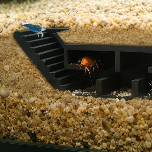 Aquarium Underground Tunnel, Fish & Shrimp Hideout, Fish Tank Decor Decoration Hideout Aquarium Shrimps Breeding Cave Perfect for Small Shrimp, Cherry Shrimp, Dwarf Shrimp (Color:Black) in Kuwait